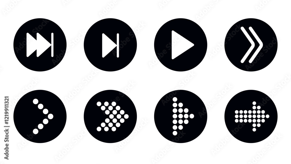 Fototapeta premium Arrow icon. Circle and arrow. Play and speed button. Flat design vector illustartion.