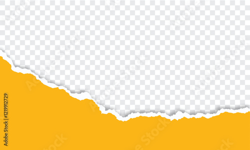 yellow torn paper with torn edges border frame banner isolated transparent template design