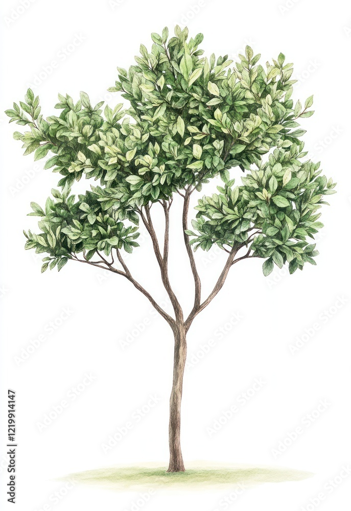 Watercolor Illustration of a Lush Green Tree Watercolor Illustration of a Lush Green Tree