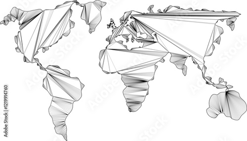 Vector sketch illustration silhouette simple plain world map design