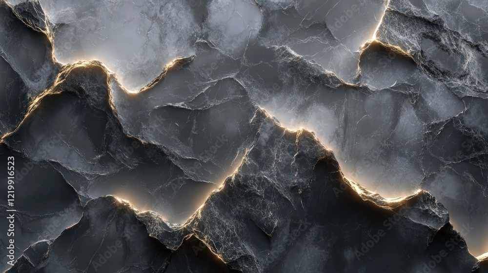 A black and white photo of a mountain range with a golden glow