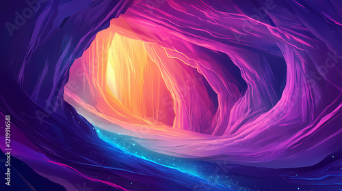 Luminous crystal antelope canyon cavern. Crystal Canyon. Illustration photo