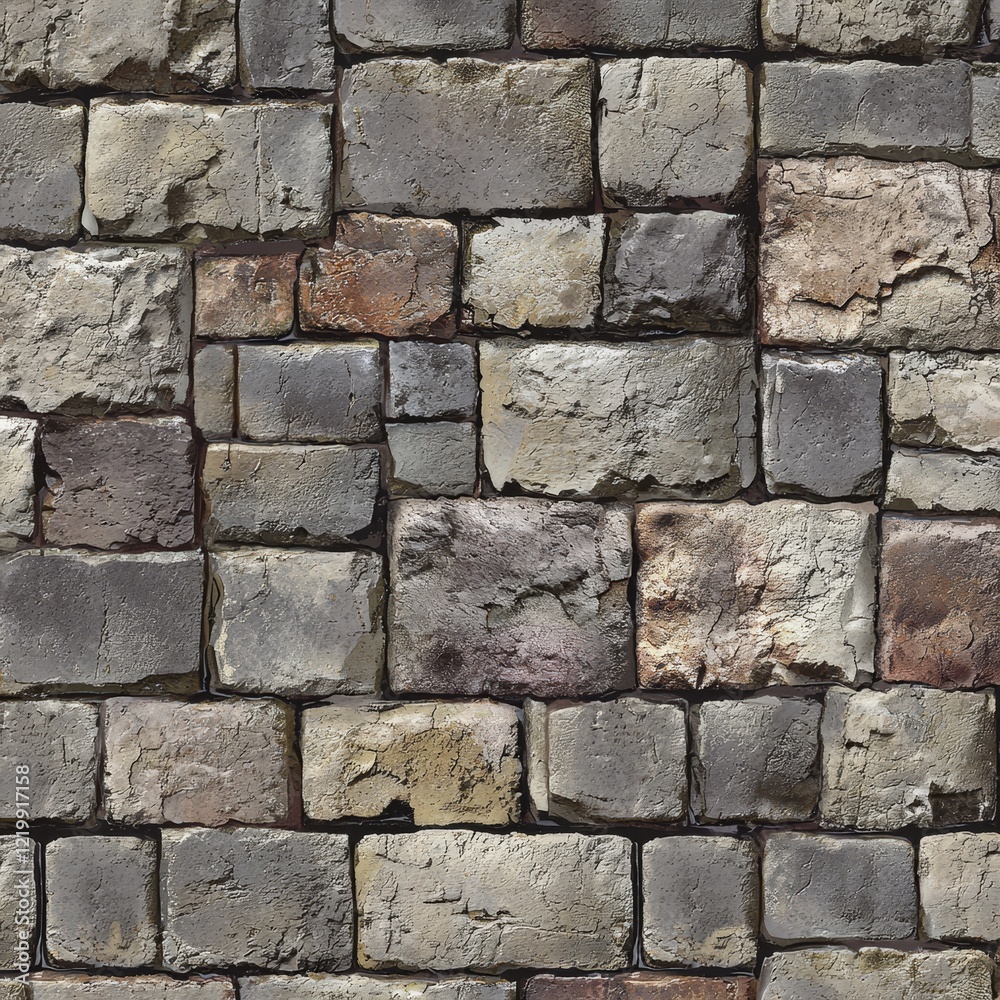 Seamless texture of rustic stone wall with various colors and shapes of blocks. Seamless texture of rustic stone wall with various colors and shapes of blocks.