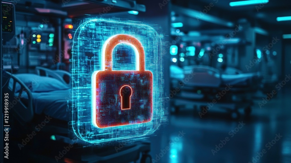 Healthcare Data Security with Digital Padlock Symbolizing Patient Privacy and Information Protection Healthcare Data Security with Digital Padlock Symbolizing Patient Privacy and Information Protection