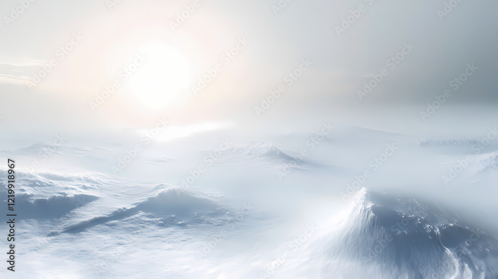 Obraz premium Fractal horizon on abstract white background. Desert Frost. Illustration