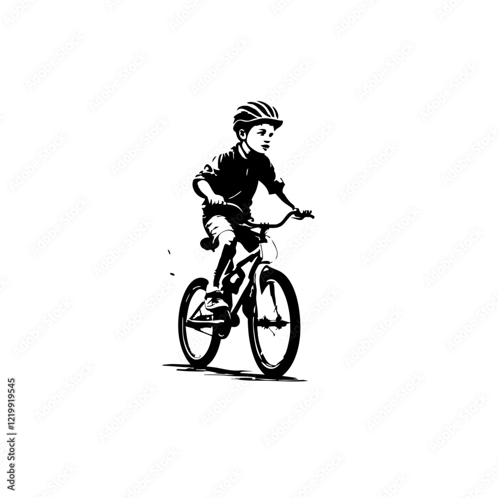 Fototapeta premium Kid Cycling Vector Logo Design