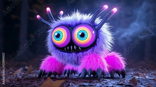 Glowing Fantasy Creature In Dark Forest