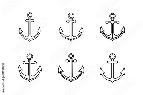 anchor icon vector line art illustration