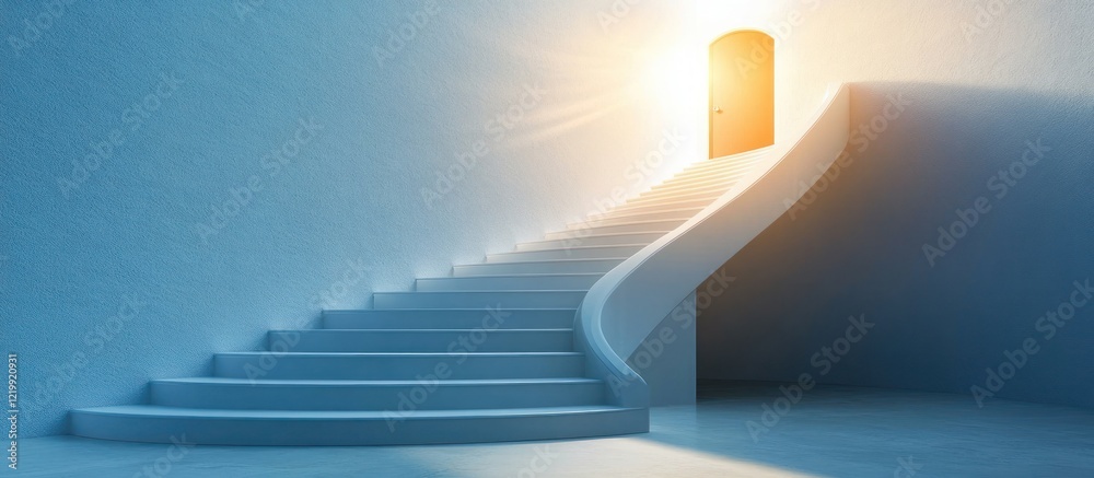 Obraz premium Staircase leading to a bright door.