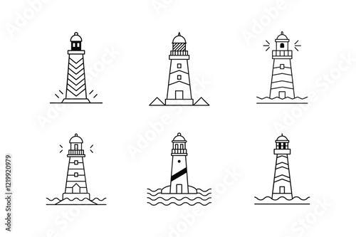 lighthouse icon vector line art illustration