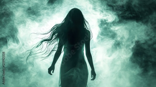 Enigmatic Silhouette in Ethereal Mist: A Mystical Figure