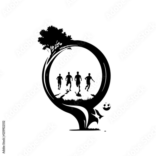 Playing Soccer Vector Logo Design