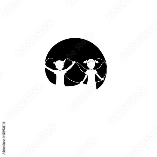 Kid Jumping Rope Vector Logo Design