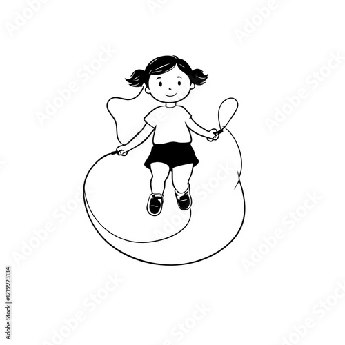 Kid Jumping Rope Vector Logo Design