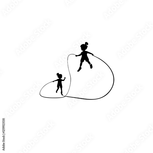Kid Jumping Rope Vector Logo Design