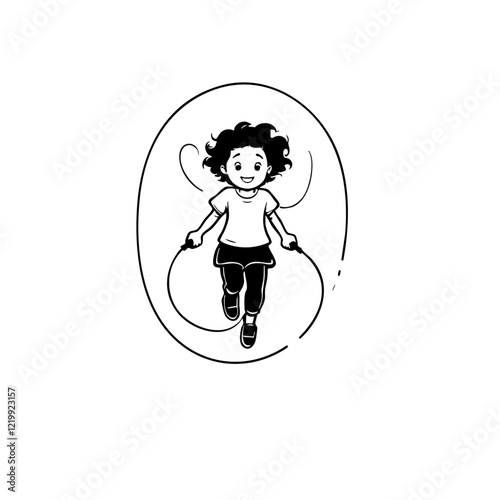 Kid Jumping Rope Vector Logo Design