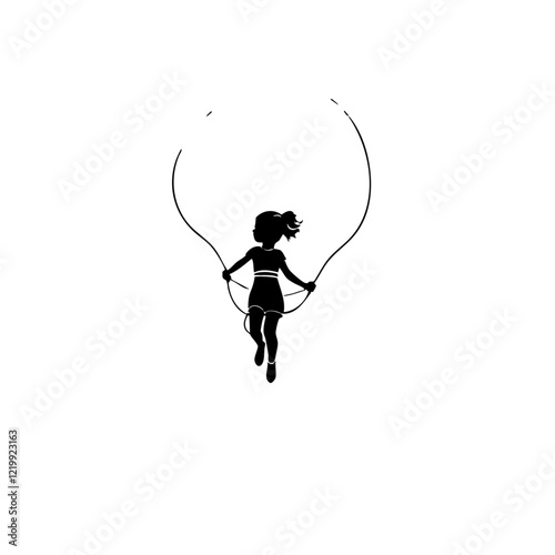 Kid Jumping Rope Vector Logo Design