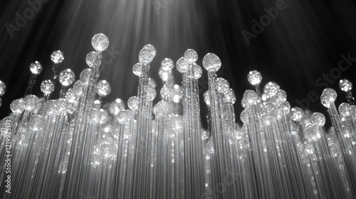 Abstract digital background with glowing orbs on stalks. photo