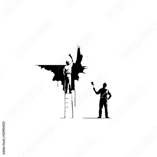 Men Painting Vector Logo Design