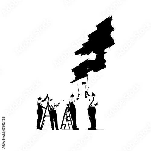Men Painting Vector Logo Design