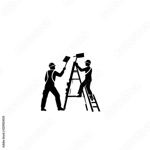 Men Painting Vector Logo Design