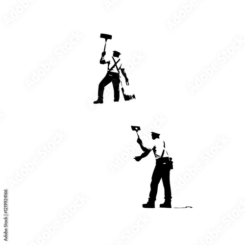 Men Painting Vector Logo Design
