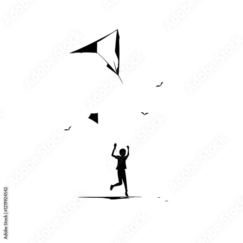 Kite Flying Vector Logo Design