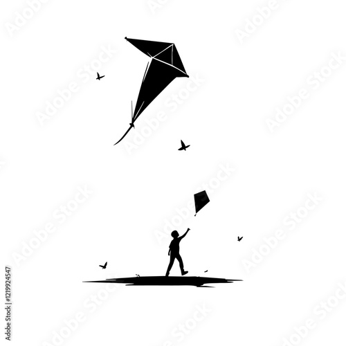 Kite Flying Vector Logo Design