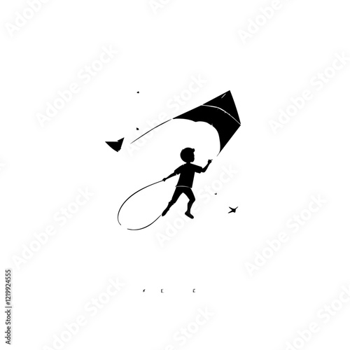 Kite Flying Vector Logo Design