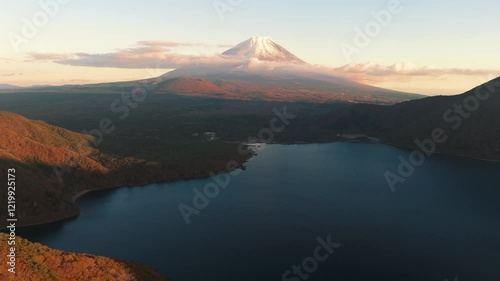 4K Mt Fuji Japan Shot over Lake Kawaguchiko at Sunset Epic photo