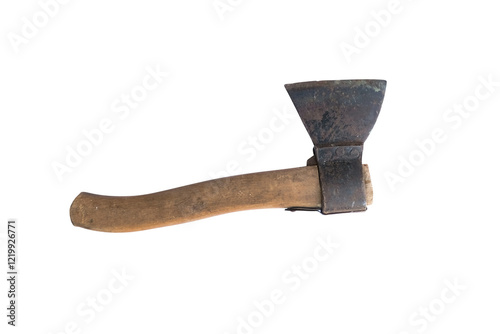 old working axe with rust on the blade
