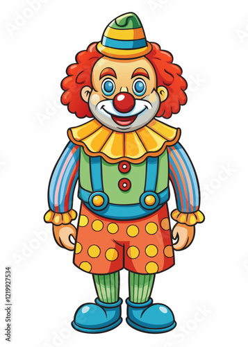 clown isolated black outline vector illustration, white background
