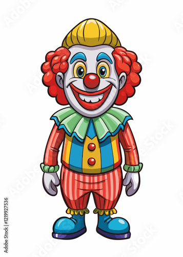 clown isolated black outline vector illustration, white background