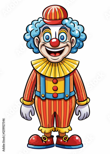 clown isolated black outline vector illustration, white background