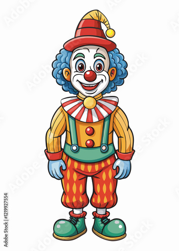 clown isolated black outline vector illustration, white background