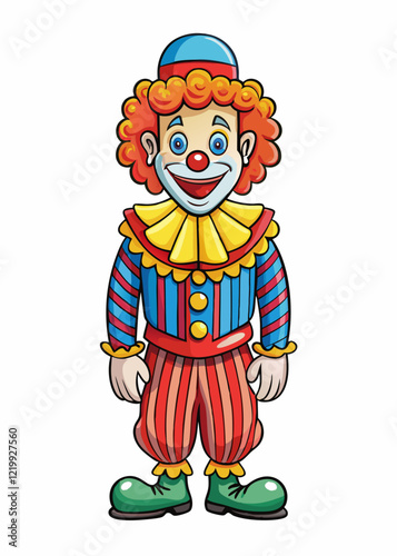 clown isolated black outline vector illustration, white background