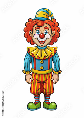 clown isolated black outline vector illustration, white background