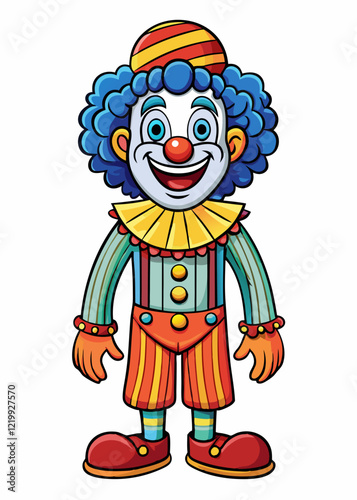 clown isolated black outline vector illustration, white background