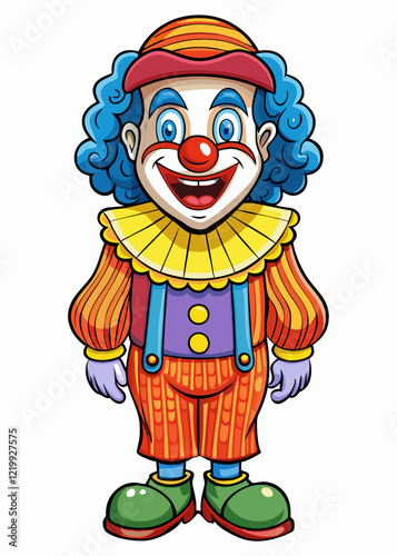 clown isolated black outline vector illustration, white background