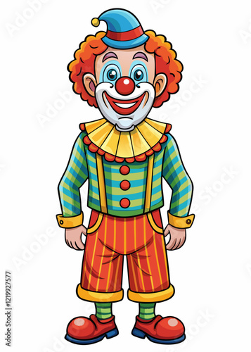 clown isolated black outline vector illustration, white background