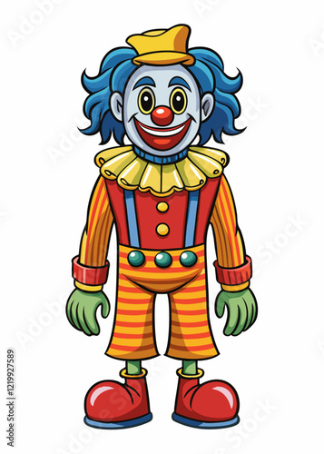 clown isolated black outline vector illustration, white background