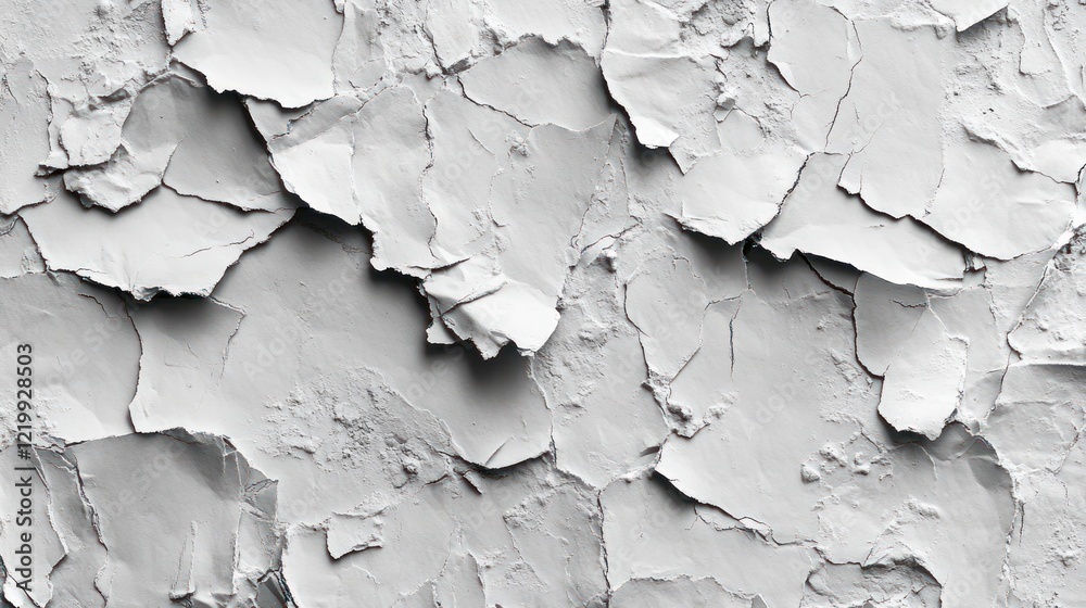 Obraz premium Close-up of white cracked and textured surface.