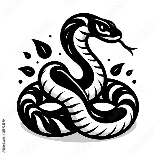 Wallpaper Mural Bold Black and White Snake Illustration Vector Art: Minimalistic Tattoo Design with Detailed Stylized Reptile Silhouette Artwork Torontodigital.ca