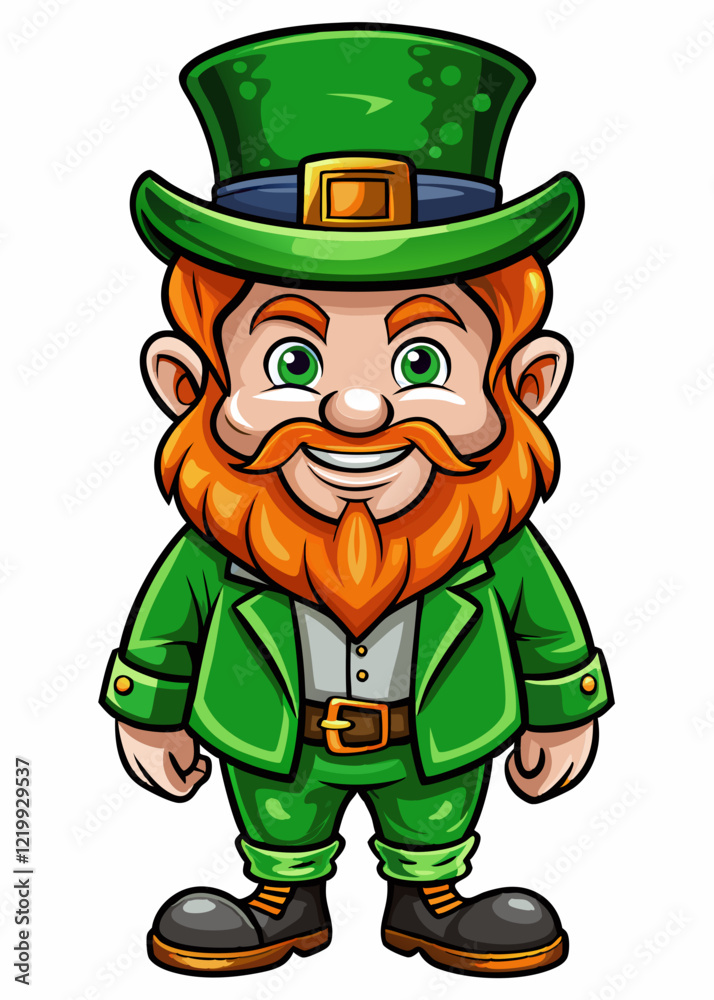 Leprechaun isolated black outline vector illustration, white background