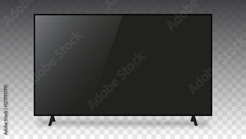 Realistic Blank Smart TV Mockup: 3D Black Ultra HD OLED 4K LED Monitor on Transparent Background