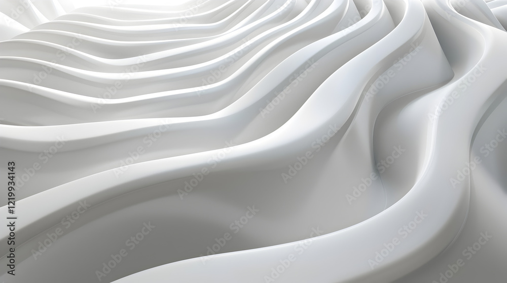 Obraz premium Abstract white waves creating a smooth, flowing texture with soft shadows.