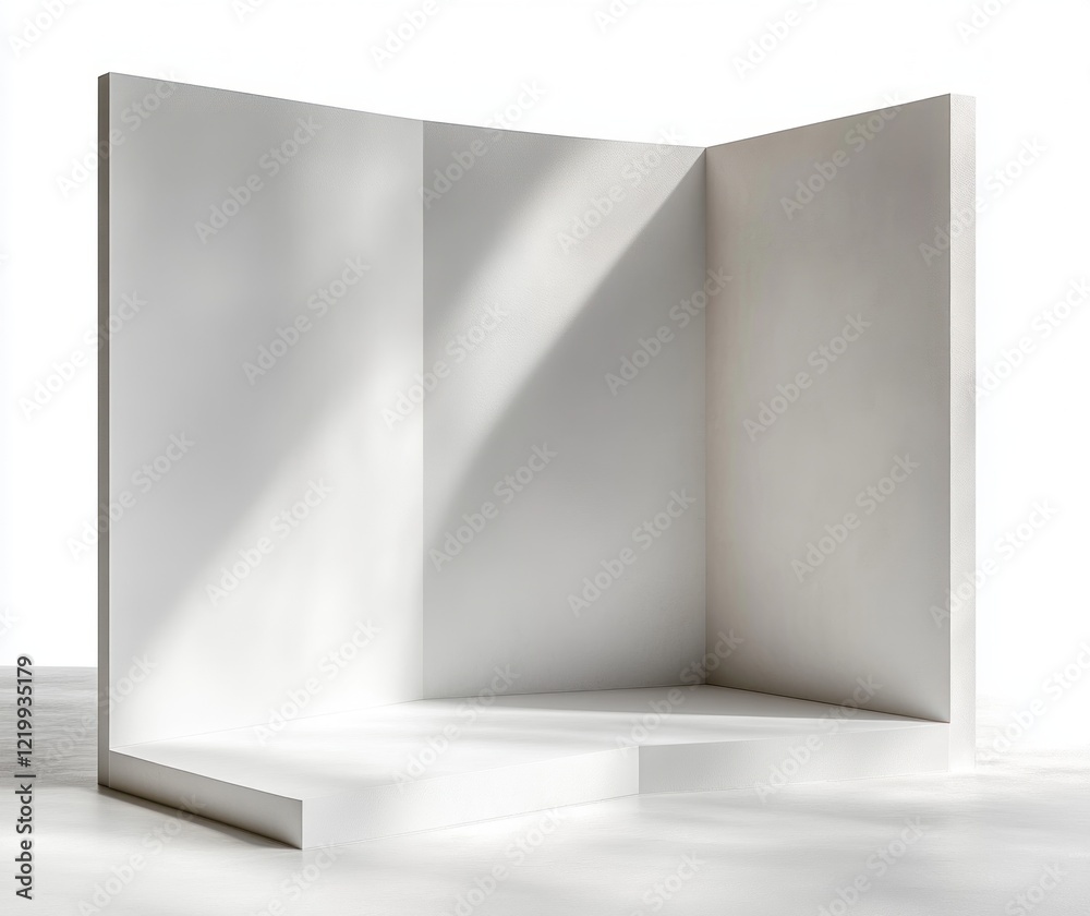 Fototapeta premium minimalist folded brochure blank paper template composition three panels white