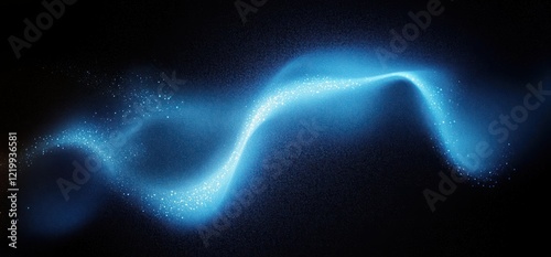 Abstract Glowing Blue Light Swirling Against Black Grainy Background Futuristic Design