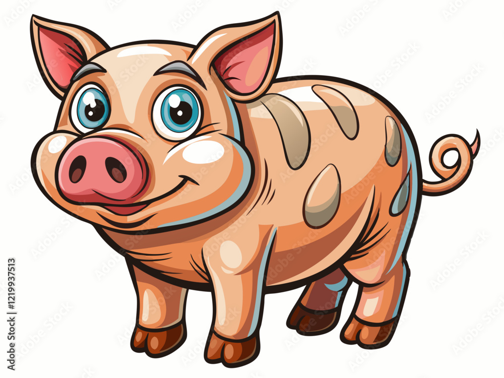 Fototapeta premium pig isolated black outline vector illustration, white background