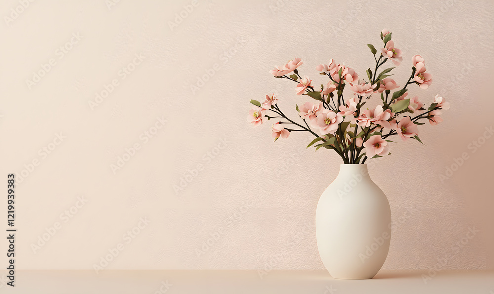 Flower arrangement in white vase minimalist indoor setting photography soft lighting aesthetic appeal